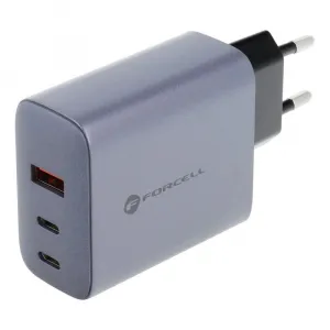 Forcell F-Energy adaptér VT-42B 65W GaN 2x USB-C a USB A, sivý