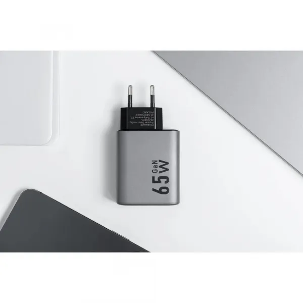 Forcell F-Energy adaptér VT-42B 65W GaN 2x USB-C a USB A, sivý