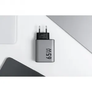 Forcell F-Energy adaptér VT-42B 65W GaN 2x USB-C a USB A, sivý