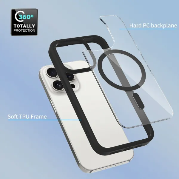 JP MagFit Clear MagSafe obal s N52 magnetom, iPhone 15 Pro, modrý