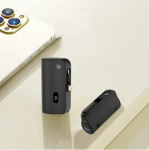 JP Powerbanka PlugOn s integrovaným konektorom pre USB-C a Lightning, 5000 mAh, PD 20W, čierna