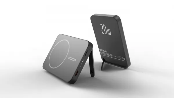 Metal Magsafe bezdrôtová Powerbanka so stojanom, 5000mAh, PD20W, biela