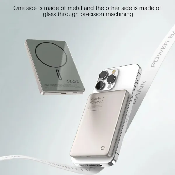 Metallic Ultraslim MagSafe bezdrôtová Powerbanka, 5000mAh, PD20W, sivá