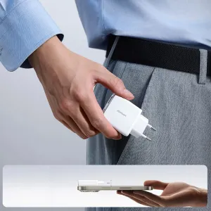 Joyroom JR-TCF14 Super tenká nabíjačka USB-A + USB-C, 20 W, biela