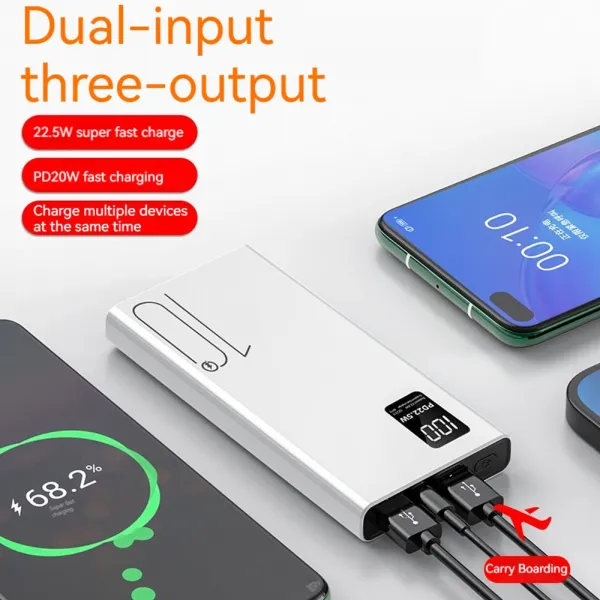Powerbanka 10000mAh, PD 22,5 W, QC3.0, biela