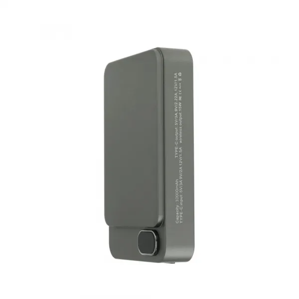 Metal Magsafe bezdrátová powerbanka s displejem, 10000mAh, QC, PD20W, šedá