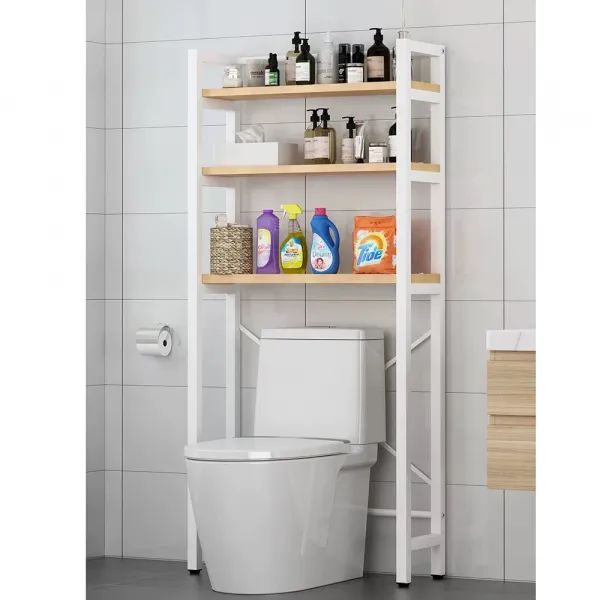 Regál nad WC, dub natural/biela, BALRAM