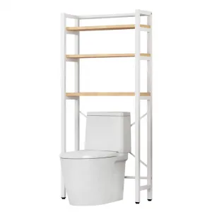 Regál nad WC, dub natural/biela, BALRAM