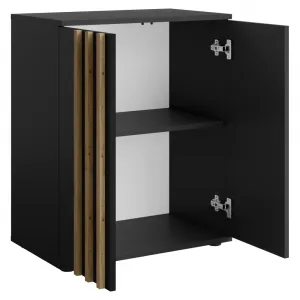 Komoda, 2D, čierna/dub artisan, TOLIS TYP 1