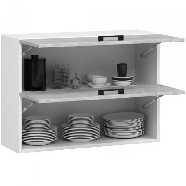 Ak furniture Závěsná kuchyňská skříňka OLIVIE 80x58 cm matná bílá/beton
