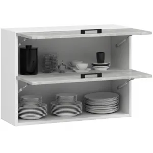 Ak furniture Závěsná kuchyňská skříňka OLIVIE 80x58 cm matná bílá/beton