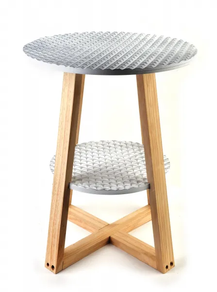 Mondex Odkladací stolík LAMMY 40x50 cm bielo-strieborný/dub prírodný
