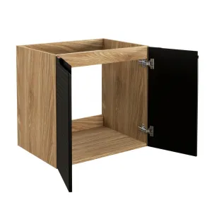 Comad Závesná skrinka pod umývadlo Luxor Black II s doskou 60 cm čierna/dub olejovaný
