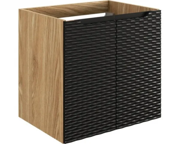 Comad Závesná skrinka pod umývadlo Ocean I s doskou 60 cm čierna/dub olejovaný