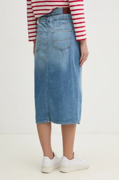 Rifľová sukňa Pepe Jeans MIDI SKIRT HW DOUBLE