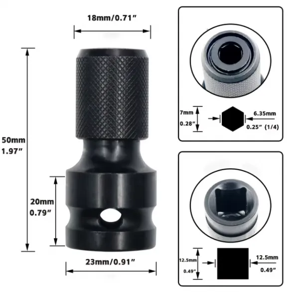 AMOEBA Redukcia, adaptér štvorhran / gola 1/2" na šesťhranný bit