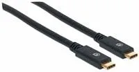 Kábel Manhattan USB-C, USB 3.1, Gen 1, USB-C samec na USB-C samec, 5 Gb/s, 2 m, čierna