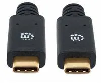 Kábel Manhattan USB-C, USB 3.1, Gen 1, USB-C samec na USB-C samec, 5 Gb/s, 2 m, čierna