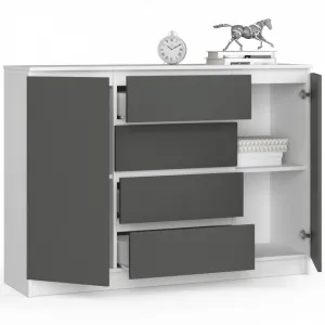 Ak furniture Komoda TOVE K 138,4 cm biela/grafit