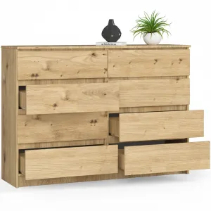 Ak furniture Komoda Kuba 140 cm 8 zásuviek dub artisan