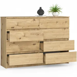 Ak furniture Komoda Kuba 140 cm 8 zásuviek dub artisan