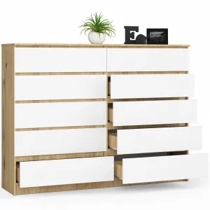 Ak furniture Komoda Kuba 160 cm 10 zásuviek dub artisan/biela