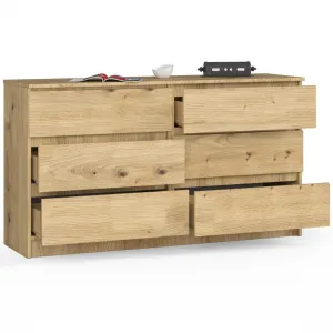 Ak furniture Komoda Kuba 140 cm 6 zásuviek dub artisan