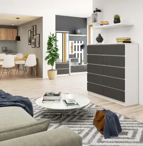 Ak furniture Komoda Kuba 120 cm biela/grafit