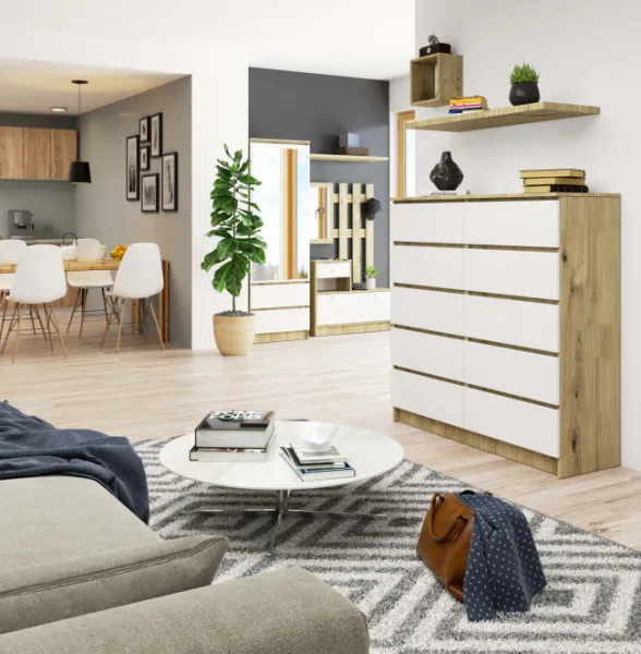 Ak furniture Komoda Kuba 120 cm dub artisan/biela