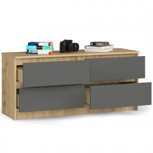 Ak furniture Komoda Kuba 120 cm 4 zásuvky dub artisan/grafitová