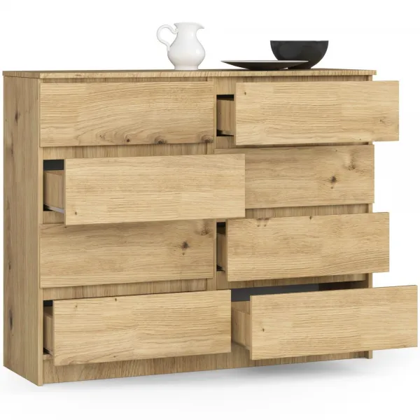 Ak furniture Komoda Kuba 120 cm 8 zásuviek dub artisan
