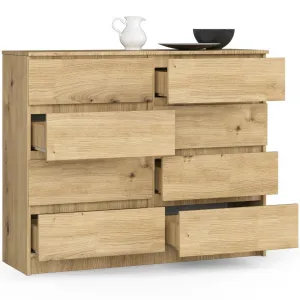 Ak furniture Komoda Kuba 120 cm 8 zásuviek dub artisan