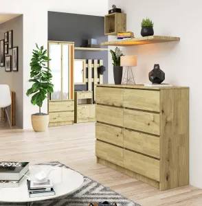 Ak furniture Komoda Kuba 120 cm 8 zásuviek dub artisan