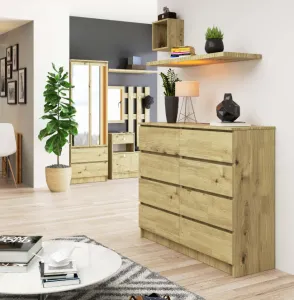 Ak furniture Komoda Kuba 120 cm 8 zásuviek dub artisan
