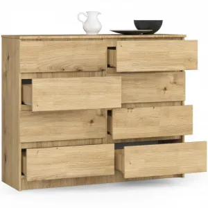 Ak furniture Komoda Kuba 120 cm 8 zásuviek dub artisan