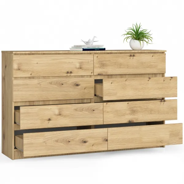 Ak furniture Komoda Kuba 160 cm 8 zásuviek dub artisan