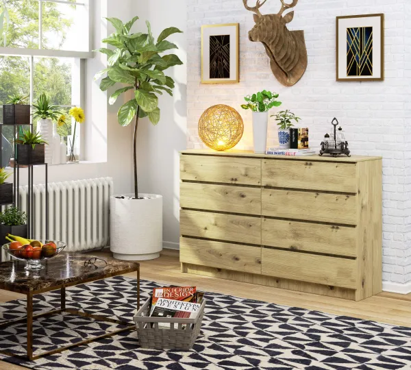 Ak furniture Komoda Kuba 160 cm 8 zásuviek dub artisan