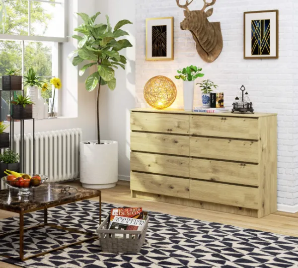 Ak furniture Komoda Kuba 160 cm 8 zásuviek dub artisan