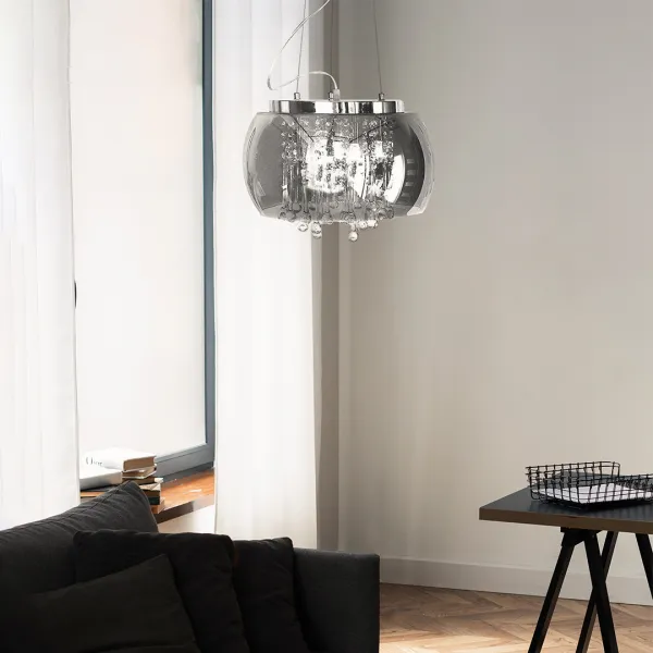 DECOREUM Sklenená lampa, dymové zrkadlo, kvapky vody 50 cm