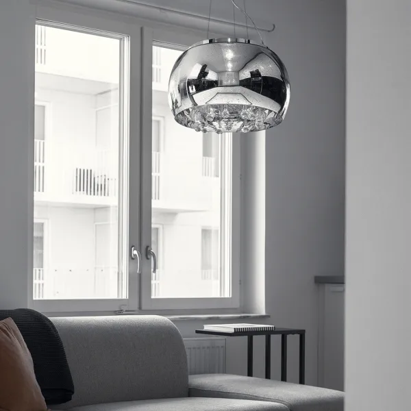 DECOREUM Strieborná sklenená lampa s kvapkami vody 40 cm