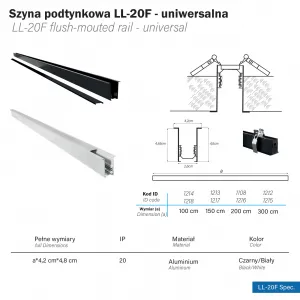 DECOREUM Magnetická lišta zapustená do omietky LL-20F biela 100 cm