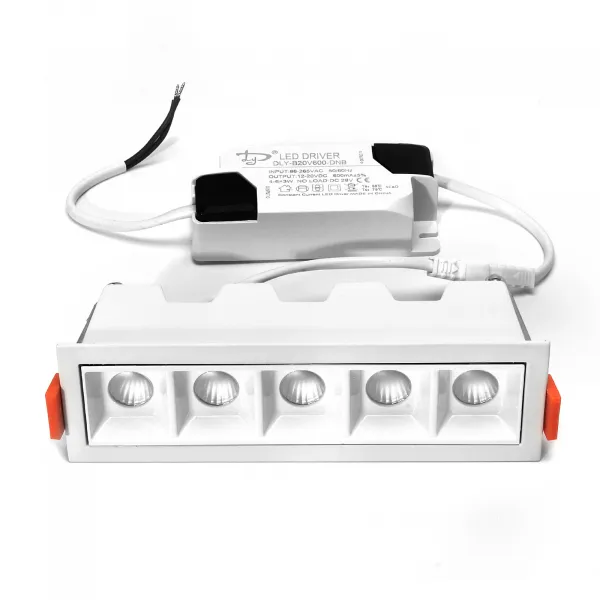 DECOREUM Zapustená lineárna LED lampa 10W 3000K BIELA ​​JDL-5T