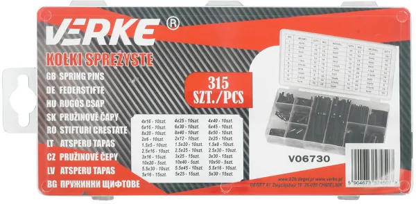 Pružný kolik, sada 315 kusov Verke V06730