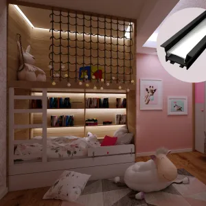 LED lišta zapustená R16 čierna Dĺžka: 2m, Typ krytky: Bez krytky