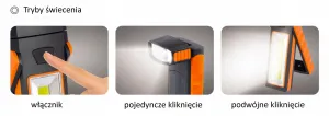 LED pracovná lampa COB 160 lm + 50 lm, Verke V87551