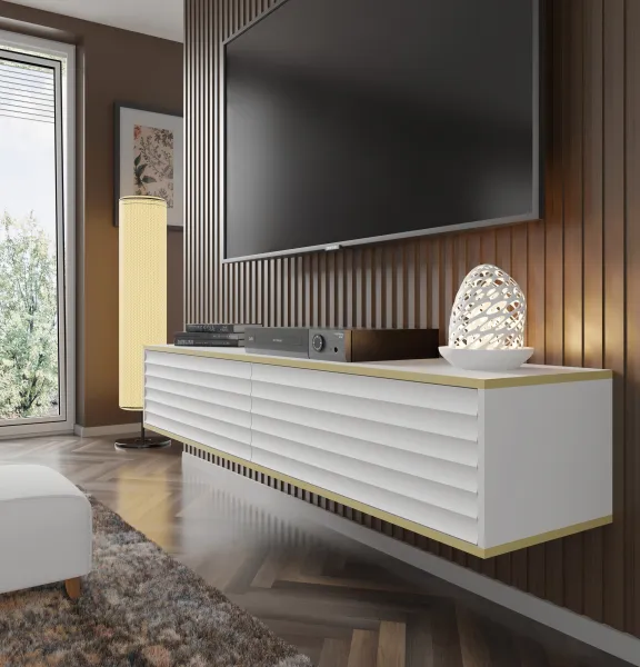 BIM TV stolík Wabi 180 cm, biely matný