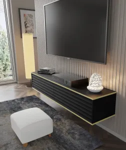 BIM TV stolík Wabi 180 cm, čierny matný