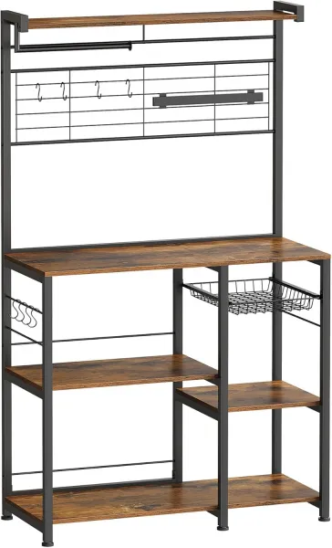 VASAGLE Kuchynský regál s magnetickým držiakom nožov 90 x 167 x 42 cm