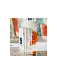 Fľaša na vodu Simple s košíkom a slamkou 600 ML biela farba