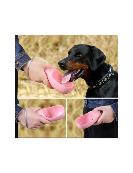 Turistická fľaša na vodu pre psa a mačku 350 ml 2v1 Modrá